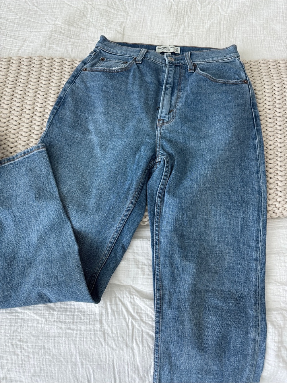 Abercrombie Ankle Straight Ultra High-Rise Women's Blue Jeans